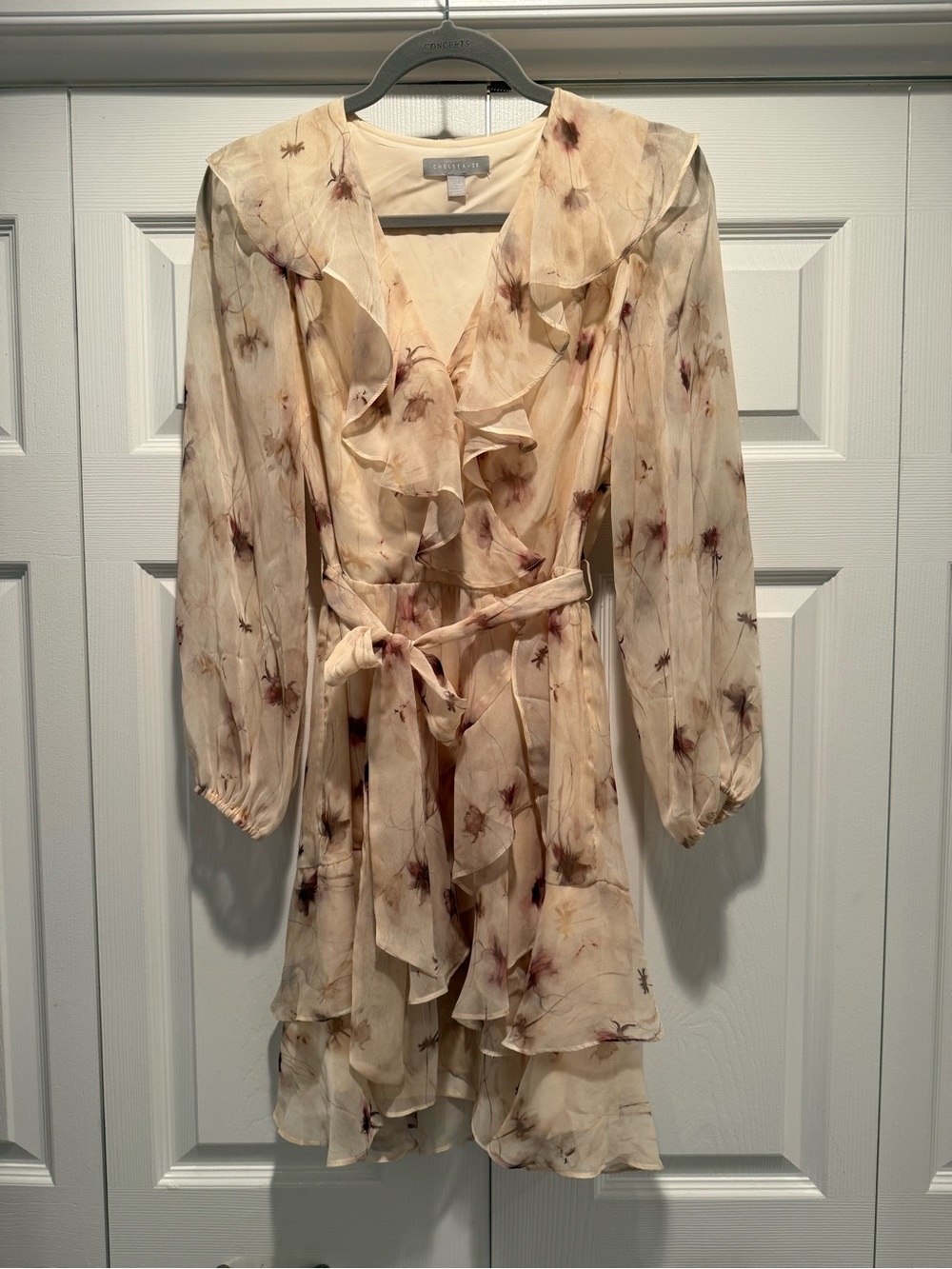Chelsea28 Yellow Floral Ruffle Wrap Dress with Belt